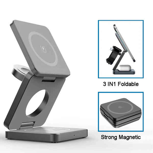 3-IN-1 FOLDABLE MAGNETIC CHARGING STATION