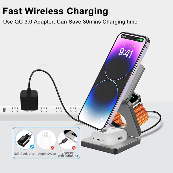 3-IN-1 FOLDABLE MAGNETIC CHARGING STATION